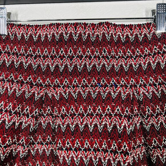 H&M Thick Embroidered Skater Skirt Elastic Waist Red White Black - S - Picture 2 of 5